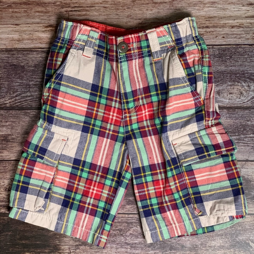 Mini Boden Plaid Cargo Shorts